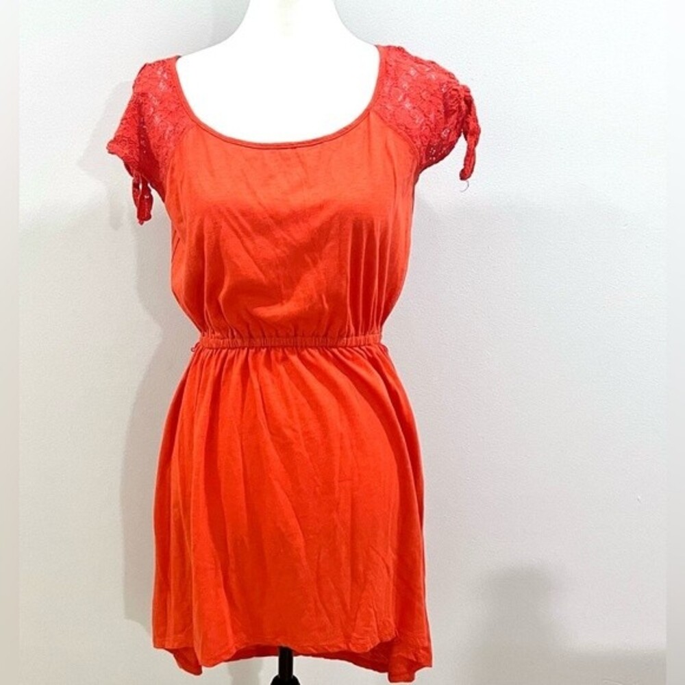 Orange lace tie sleeve dress size medium